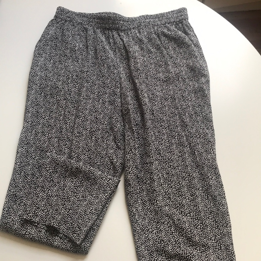 Black and white silk Joie pants